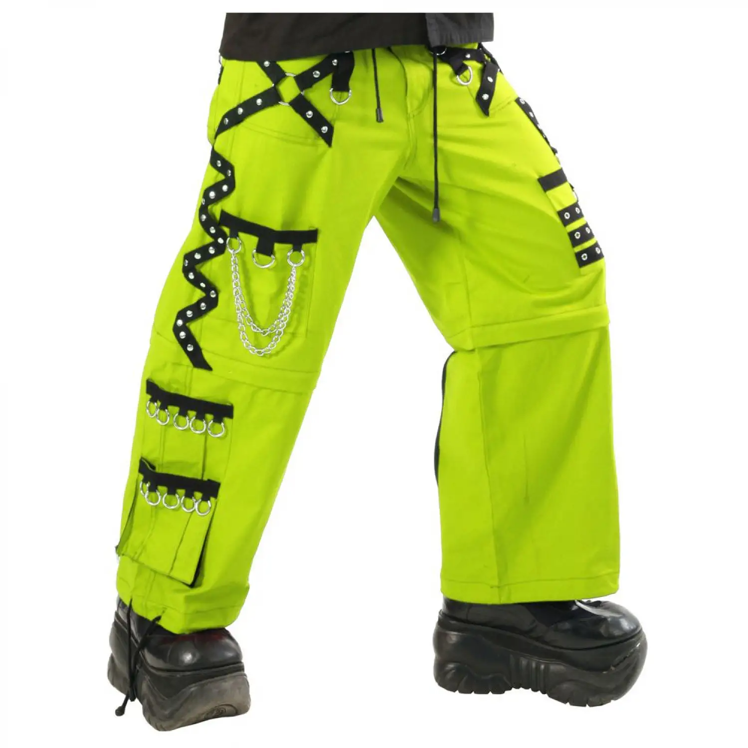Neon Green Cyber Bondage Pants | Men's Rave Goth Trousers